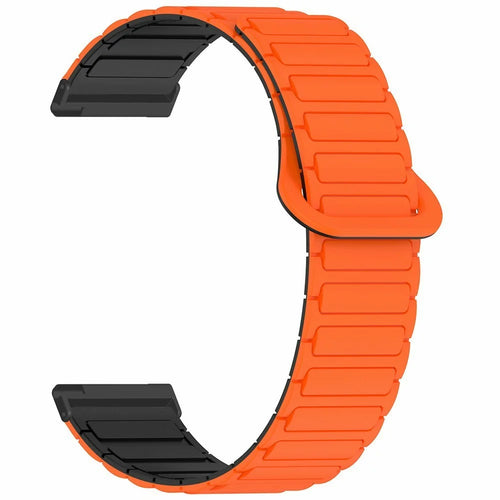 Silicone Watch Band for Coros Nomad / Apex 4 46mm / Suunto 9 , 24mm Magnetic Sports Strap Adjustable Wristband - Orange+Black - 1
