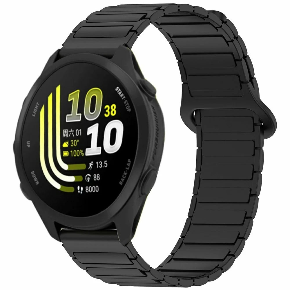 Silicone Strap for Garmin Forerunner 170 / 165 / 245 / 645 , 20mm Magnetic Sport Watch Band Replacement Wristband - Black - 2