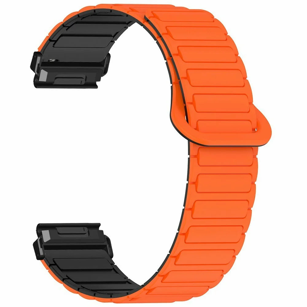 Silicone Strap for Garmin Fenix 8 51mm / 7X / 6X / 5X , 26mm Magnetic Watch Band Replacement Wristband - Orange+Black - 3