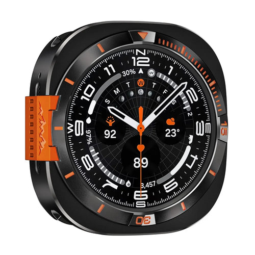 For Samsung Galaxy Watch8 44mm Metal Case Zinc Alloy + PC Protective Watch Frame - Black / Orange - 1