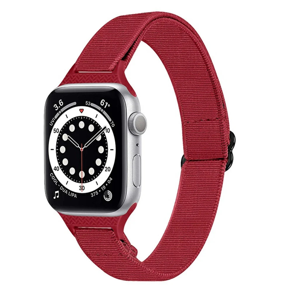 Adjustable Braided Nylon Smart Watch Band Wrist Strap for Apple Watch Series 8 41mm / Series 7 41mm /  1 / 2 / 3 38mm 4 / 5 / 6 40mm - Red - 2