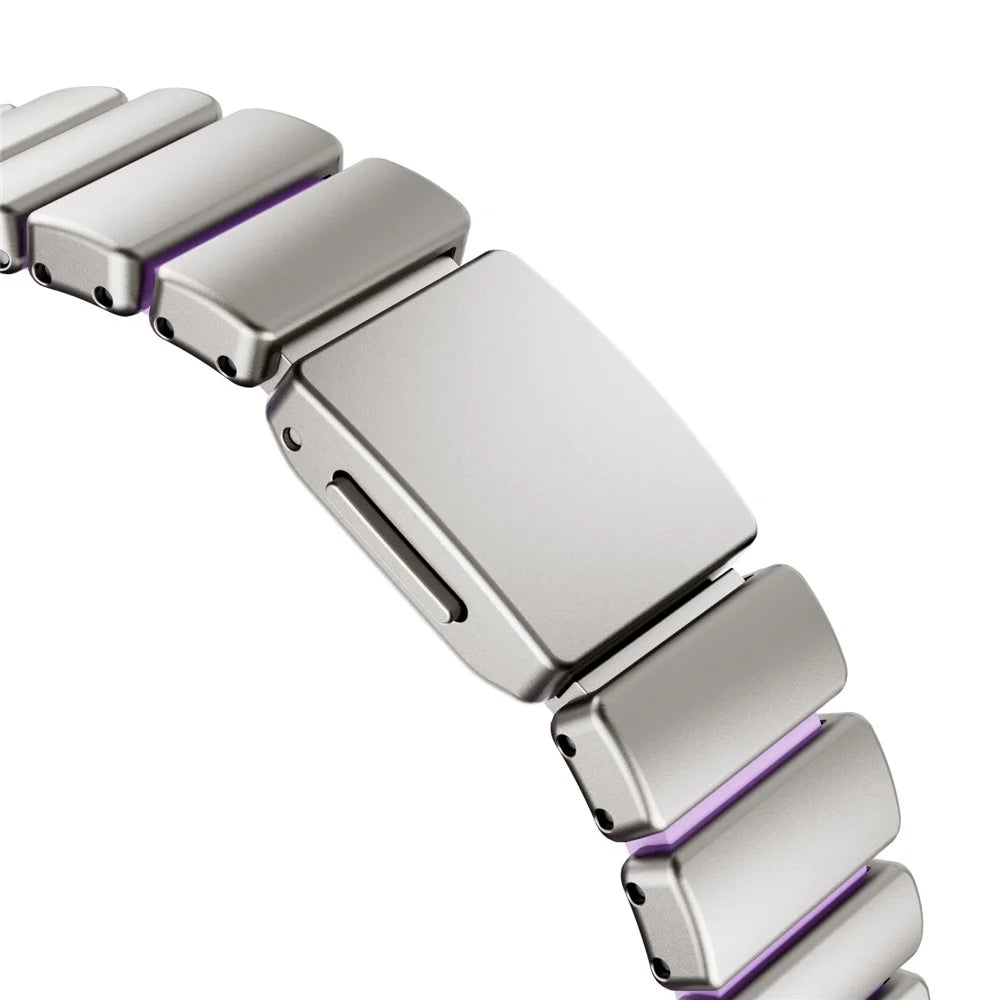 Strap for Apple Watch Series 11 10 42mm  /  9 8 7 41mm  /  SE3 SE2 SE 6 5 4 40mm  /  3 2 1 38mm Stainless Steel + Silicone Replacement Band with Magnetic Buckle - Titanium+Purple - 6