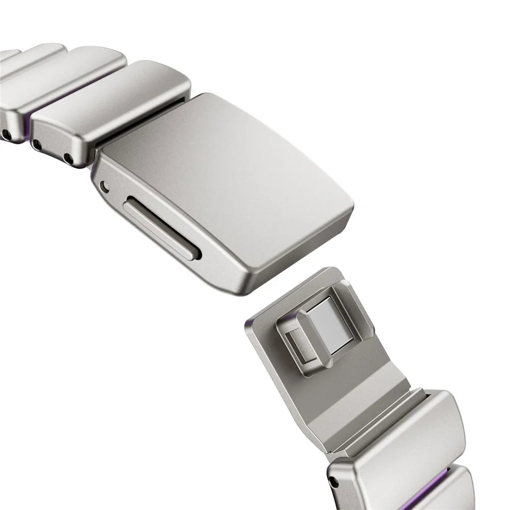 Strap for Apple Watch Series 11 10 42mm  /  9 8 7 41mm  /  SE3 SE2 SE 6 5 4 40mm  /  3 2 1 38mm Stainless Steel + Silicone Replacement Band with Magnetic Buckle - Titanium+Purple - 7