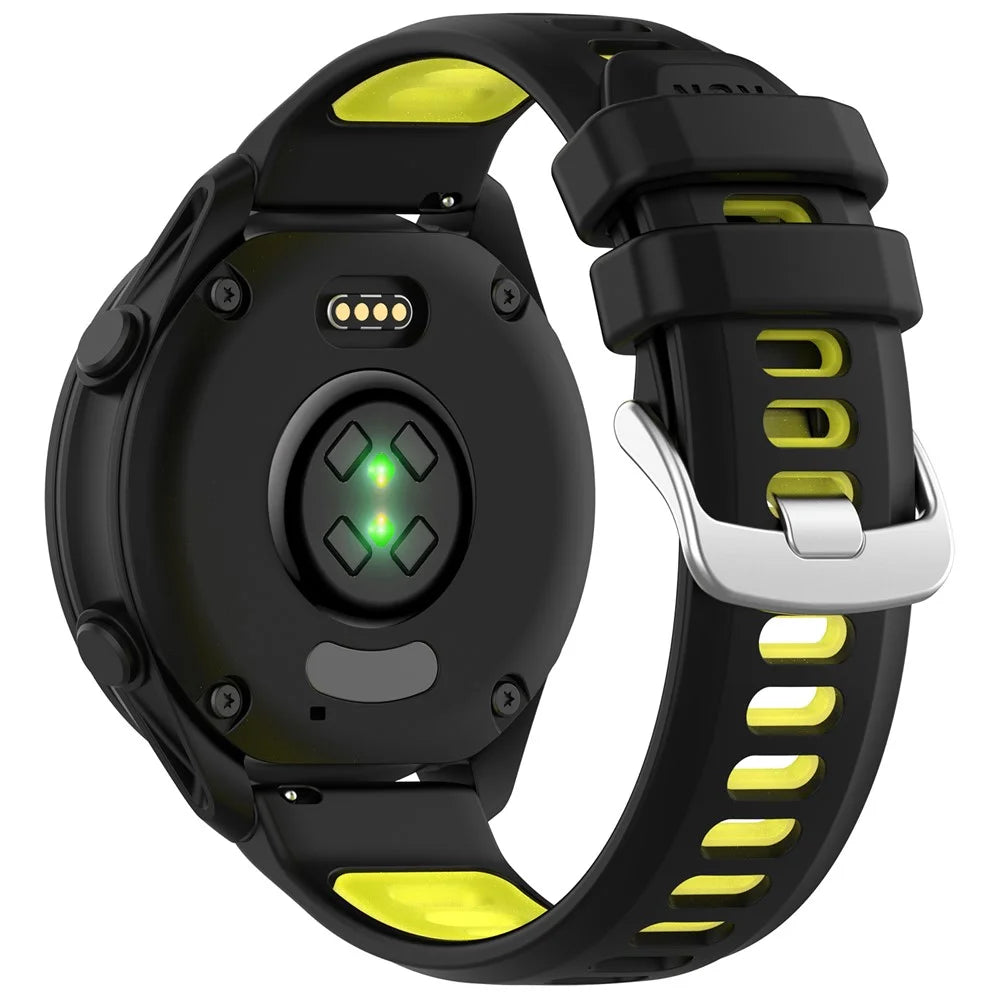 20mm Strap for Garmin Forerunner 170 / Approach S50 / vivoactive 5 Dual Color Silicone Sports Band Replacement Wristband - Black+Lime - 1