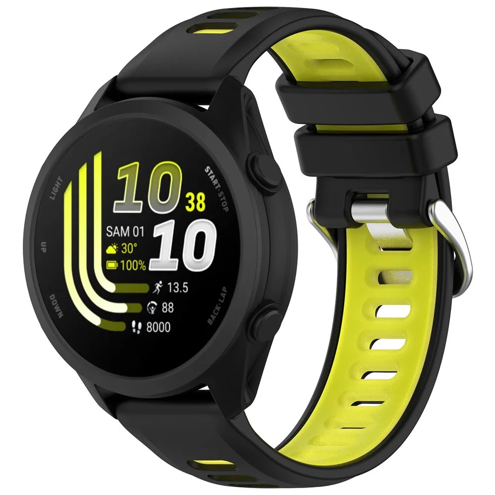 20mm Strap for Garmin Forerunner 170 / Approach S50 / vivoactive 5 Dual Color Silicone Sports Band Replacement Wristband - Black+Lime - 2