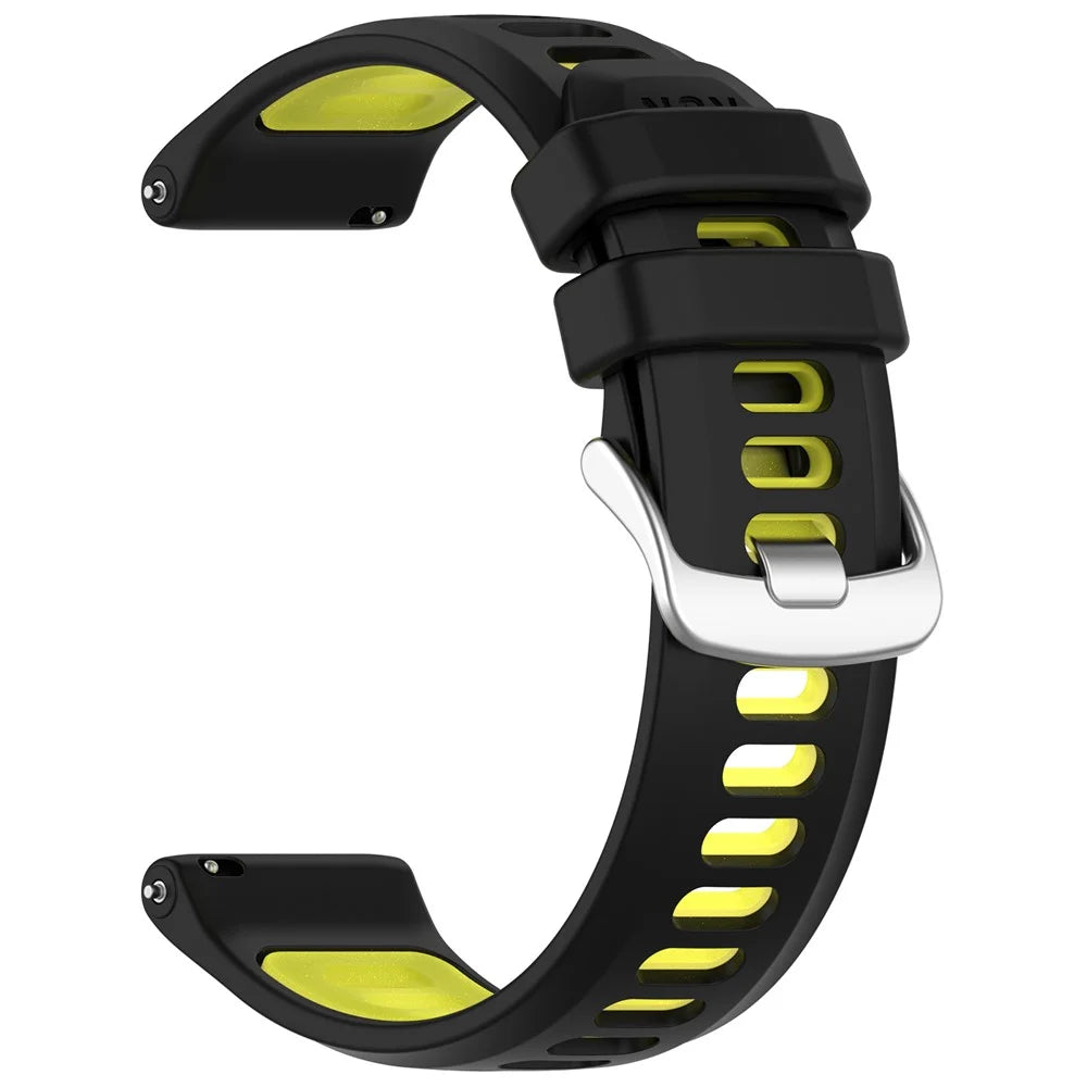 20mm Strap for Garmin Forerunner 170 / Approach S50 / vivoactive 5 Dual Color Silicone Sports Band Replacement Wristband - Black+Lime - 3