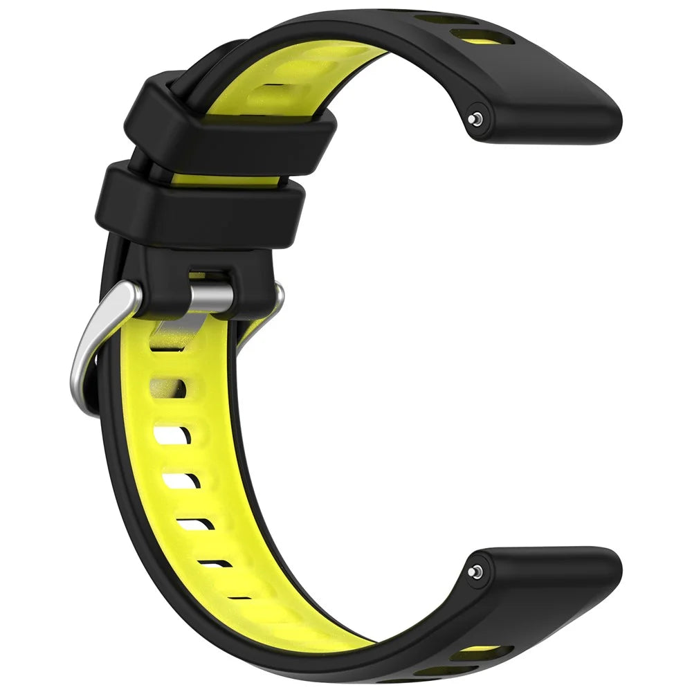 22mm Strap for Garmin Forerunner 570 47mm / Venu 4 45mm / Venu 3 Dual Color Silicone Sports Band Replacement Wristband - Black+Lime - 4