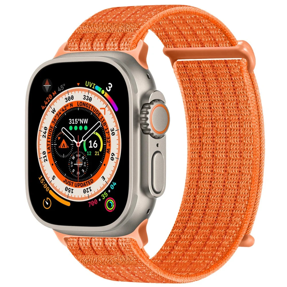 Strap for Apple Watch Series 11 10 42mm  /  9 8 7 41mm  /  SE3 SE2 SE 6 5 4 40mm  /  3 2 1 38mm Woven Nylon Sport Loop Magic Tape Breathable Band - Orange - 2