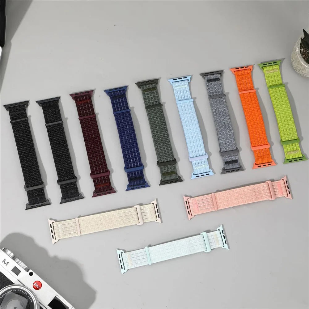 Strap for Apple Watch Series 11 10 42mm  /  9 8 7 41mm  /  SE3 SE2 SE 6 5 4 40mm  /  3 2 1 38mm Woven Nylon Sport Loop Magic Tape Breathable Band - Orange - 6