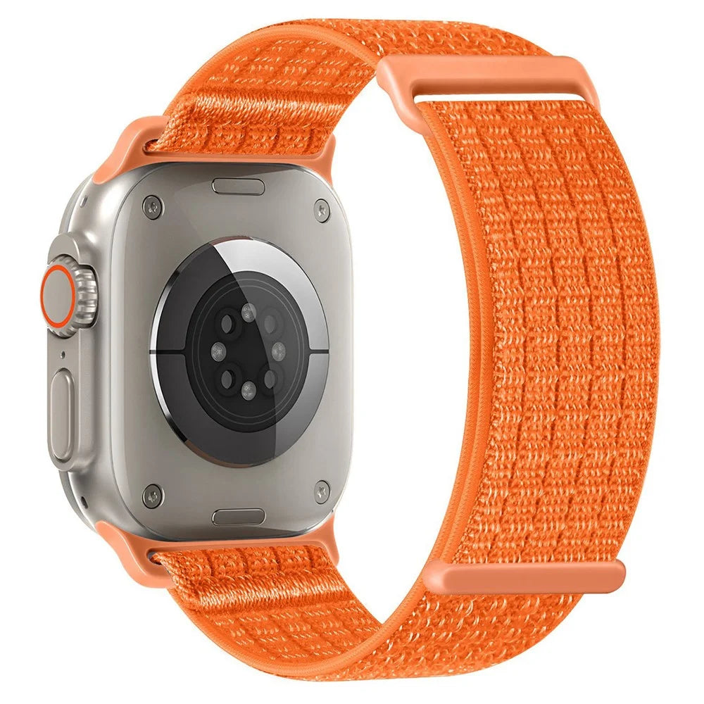Strap for Apple Watch Ultra 3 2 1 49mm  /  Series 11 10 46mm  /  9 8 7 45mm  /  SE3 SE2 SE 6 5 4 44mm  /  3 2 1 42mm Woven Nylon Sport Loop Magic Tape Breathable Band - Orange - 1