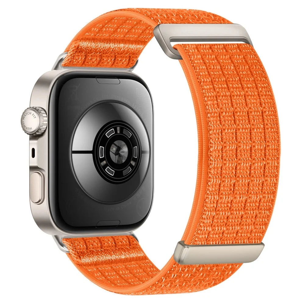 Nylon Sports Strap for Huawei Watch Fit 5 Pro / 4 Pro / 5 / 4 / 3 Magic Tape Breathable Woven Band Replacement Wristband - Orange - 1
