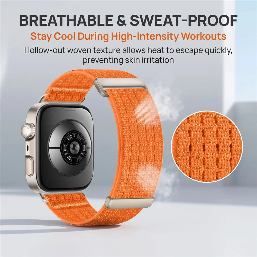 Nylon Sports Strap for Huawei Watch Fit 5 Pro / 4 Pro / 5 / 4 / 3 Magic Tape Breathable Woven Band Replacement Wristband - Orange - 2