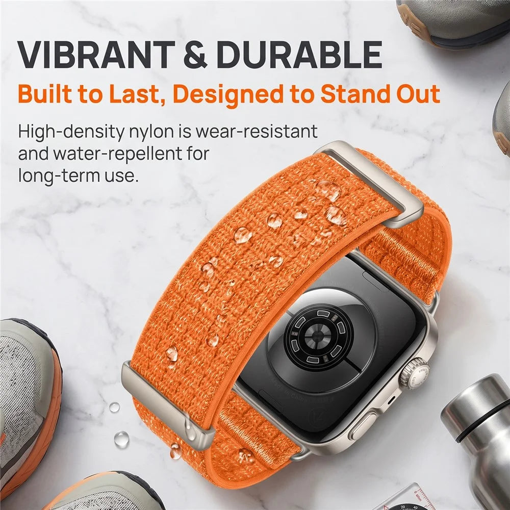Nylon Sports Strap for Huawei Watch Fit 5 Pro / 4 Pro / 5 / 4 / 3 Magic Tape Breathable Woven Band Replacement Wristband - Orange - 3