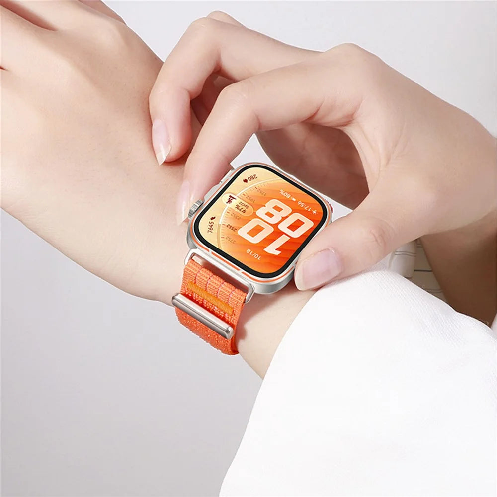 Nylon Sports Strap for Huawei Watch Fit 5 Pro / 4 Pro / 5 / 4 / 3 Magic Tape Breathable Woven Band Replacement Wristband - Orange - 5