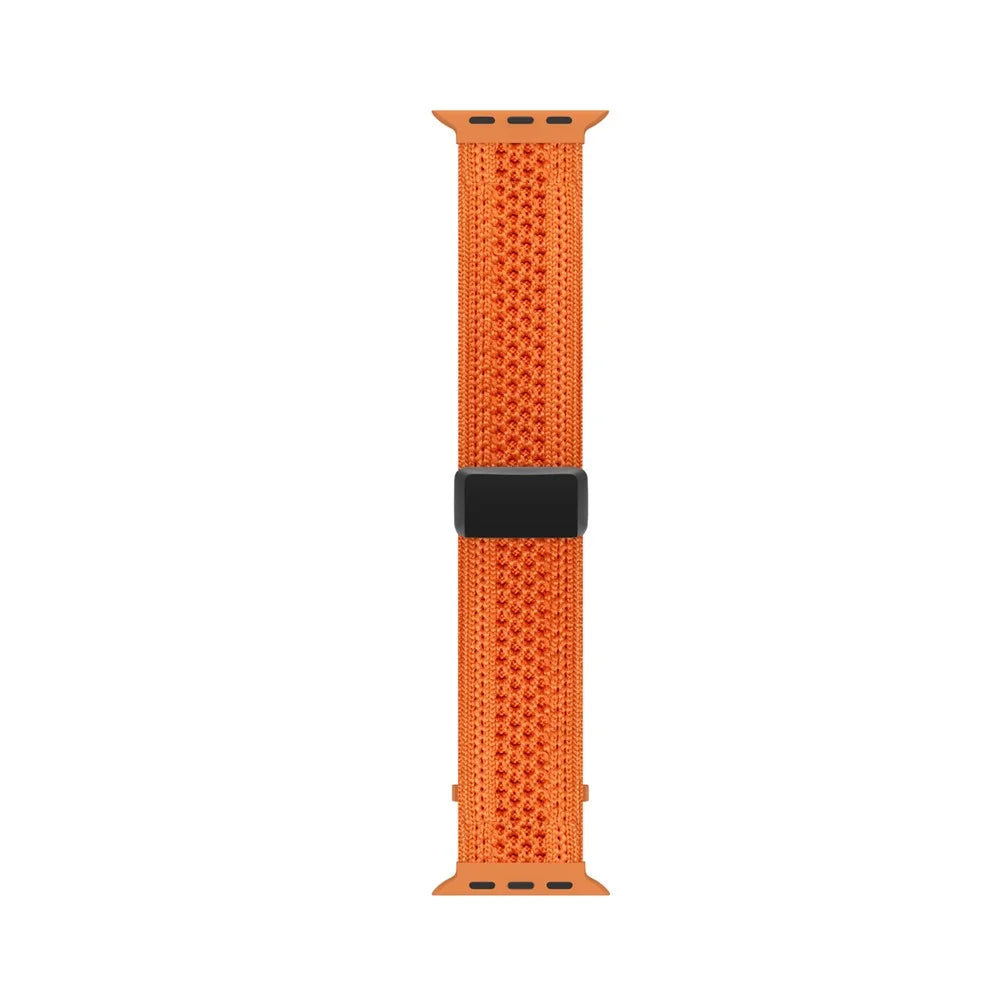 Magnetic Nylon Strap for Apple Watch Series 11 10 42mm  /  9 8 7 41mm  /  SE3 SE2 SE 6 5 4 40mm  /  3 2 1 38mm Sports Loop Braided Woven Band - Orange - 3