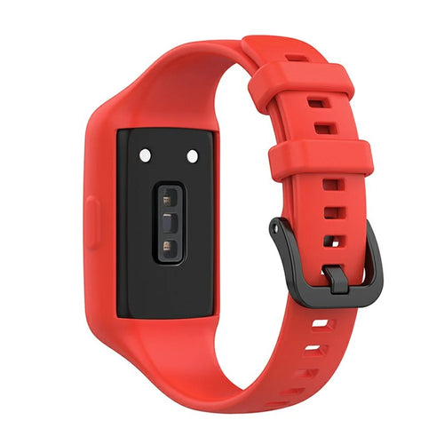 Integrated Soft Silicone Watchband Bracelet Wrist Strap Replacement for Huawei Band 6/Band 7/Honor Band 6 - Red - 1