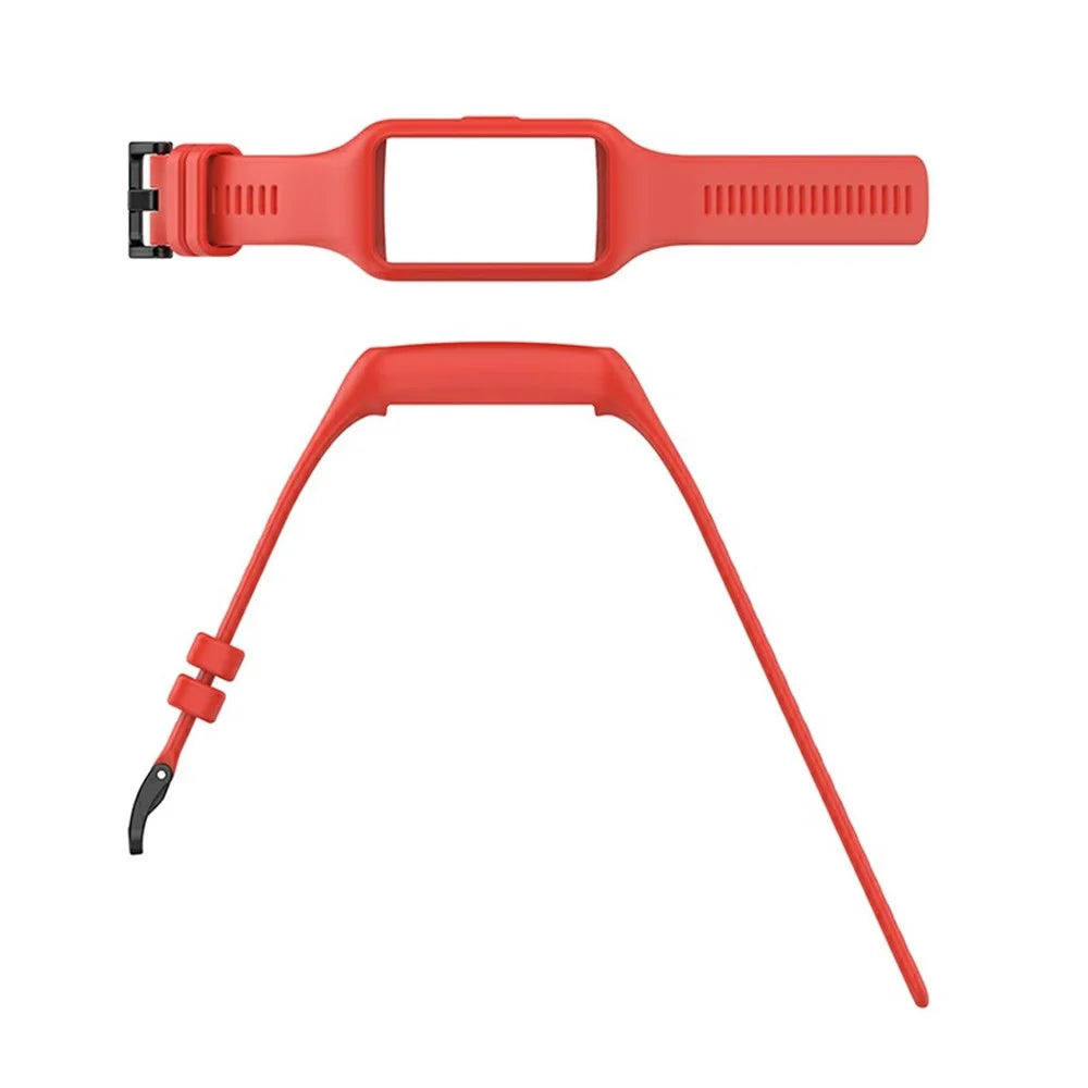 Integrated Soft Silicone Watchband Bracelet Wrist Strap Replacement for Huawei Band 6/Band 7/Honor Band 6 - Red - 5
