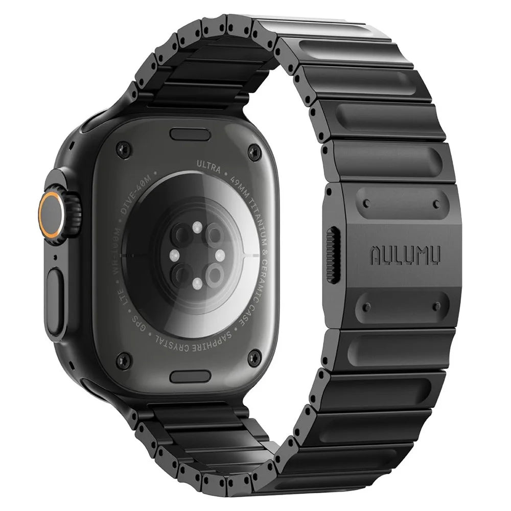 AULUMU C01 Strap for Apple Watch Ultra 3 2 1 49mm  /  Series 11 10 46mm  /  9 8 7 45mm  /  SE3 SE2 SE 6 5 4 44mm  /  3 2 1 42mm Titanium Alloy Watch Band - Black - 1