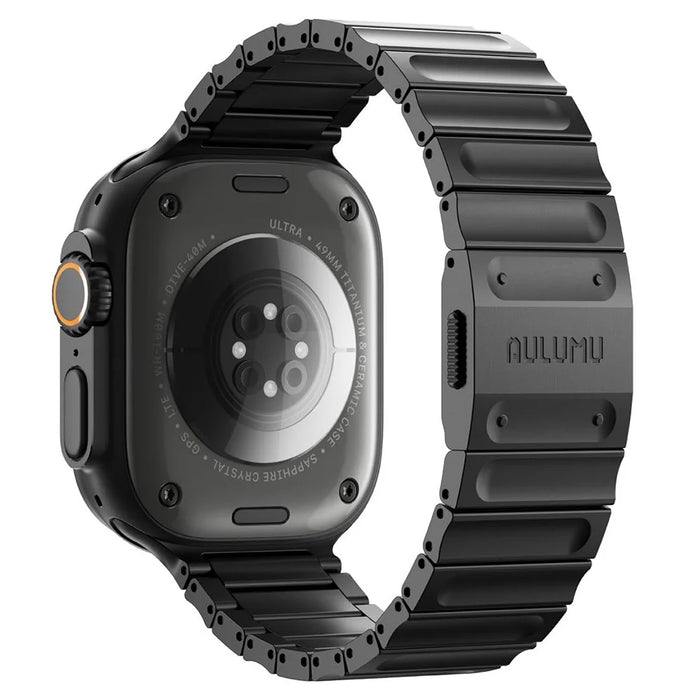 AULUMU C01 Strap for Apple Watch Ultra 3 2 1 49mm  /  Series 11 10 46mm  /  9 8 7 45mm  /  SE3 SE2 SE 6 5 4 44mm  /  3 2 1 42mm Titanium Alloy Watch Band - Black - 1