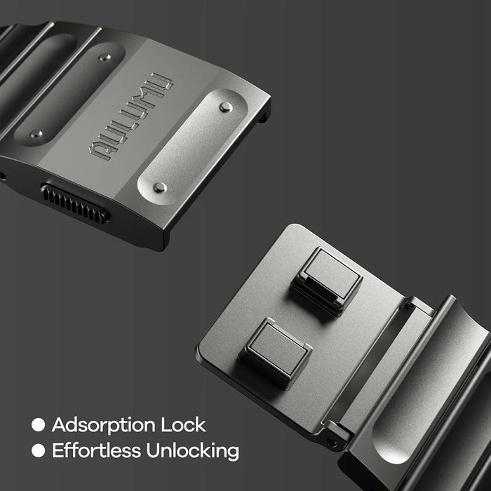 AULUMU C01 Strap for Apple Watch Ultra 3 2 1 49mm  /  Series 11 10 46mm  /  9 8 7 45mm  /  SE3 SE2 SE 6 5 4 44mm  /  3 2 1 42mm Titanium Alloy Watch Band - Black - 6