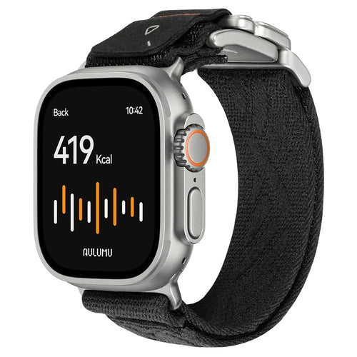 AULUMU C03 Titanium Alloy Strap for Apple Watch Ultra 3 2 1 49mm  /  Series 11 10 46mm  /  9 8 7 45mm  /  SE3 SE2 SE 6 5 4 44mm  /  3 2 1 42mm Magnetic Buckle Quick Release Microfiber Band - Silver+Black - 1