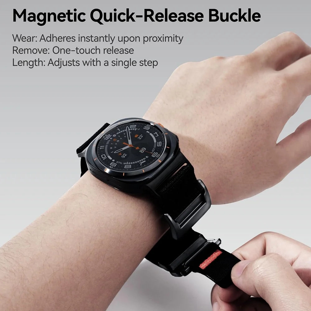 AULUMU CS03 For Samsung Galaxy Watch Ultra2 47mm / Watch Ultra (2025) 47mm / Watch Ultra 47mm Quick Release Strap Magnetic Microfiber Wristband - Black - 4