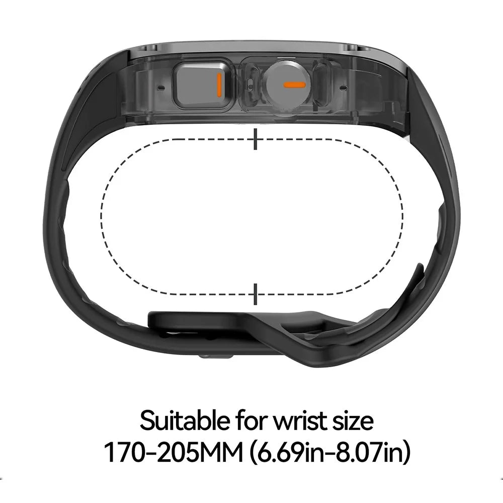 AULUMU A01 For Apple Watch Ultra 2 49mm  /  Ultra 49mm Fluoroelastomer Strap with Integrated Titanium Alloy + PC Watch Case - Black - 6
