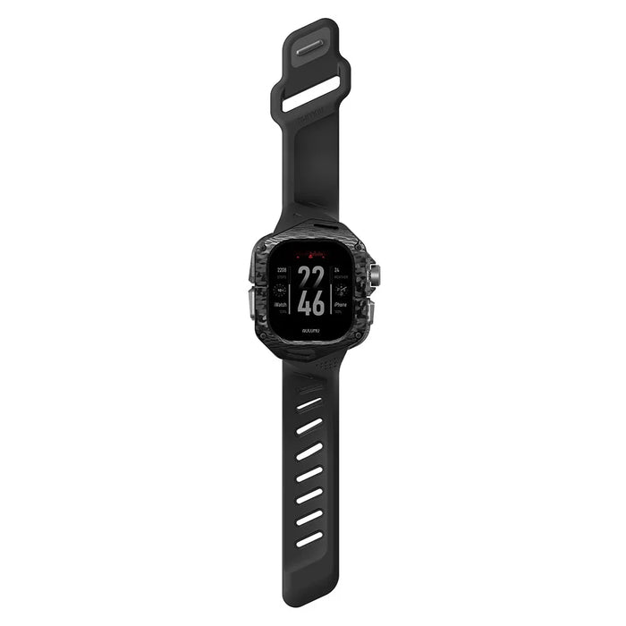 AULUMU A01 For Apple Watch Ultra 2 49mm  /  Ultra 49mm Fluoroelastomer Strap with Integrated Carbon Fiber + PC Watch Case - Black - 4