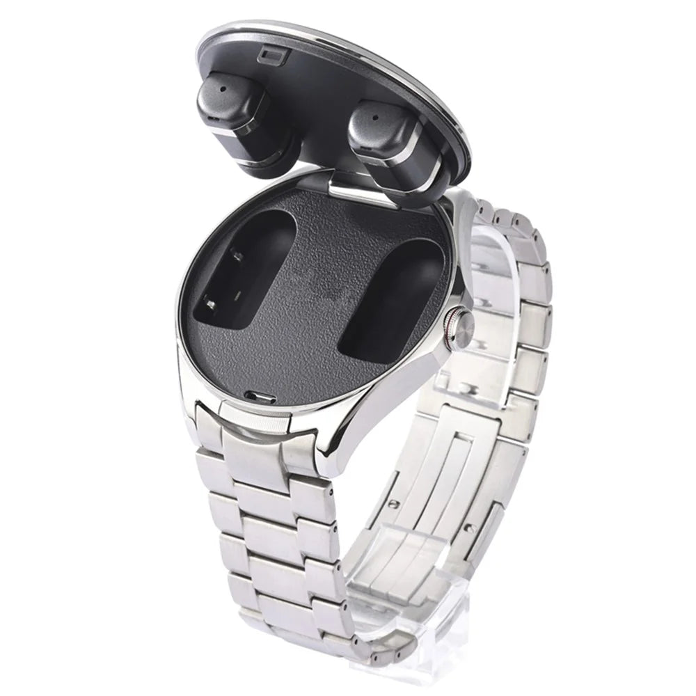 For Huawei Watch Buds 2 Titanium Alloy Band Three-Link Chain  Metal Wristband Strap - Silver - 4