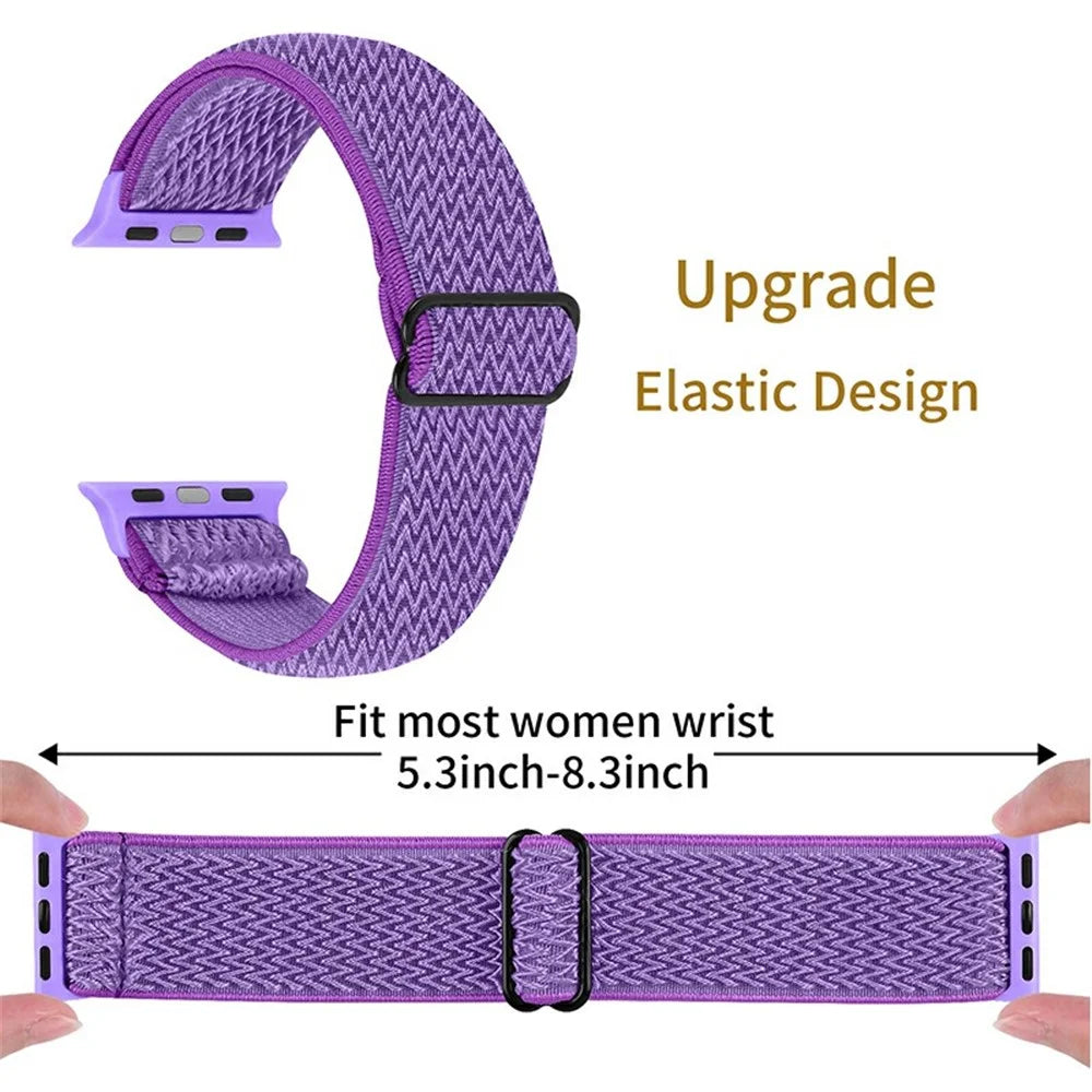 Replacement Braided Nylon Watchband Bracelet Strap Belt for Apple Watch Series 11 10 42mm / 9 8 7 41mm / SE3 SE2 SE 6 5 4 40mm / 3 2 1 38mm - Purple - 4