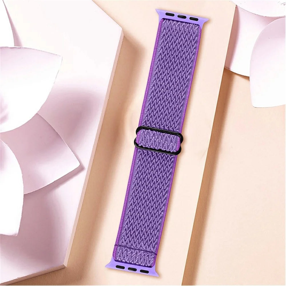 Replacement Braided Nylon Watchband Bracelet Strap Belt for Apple Watch Series 11 10 42mm / 9 8 7 41mm / SE3 SE2 SE 6 5 4 40mm / 3 2 1 38mm - Purple - 5