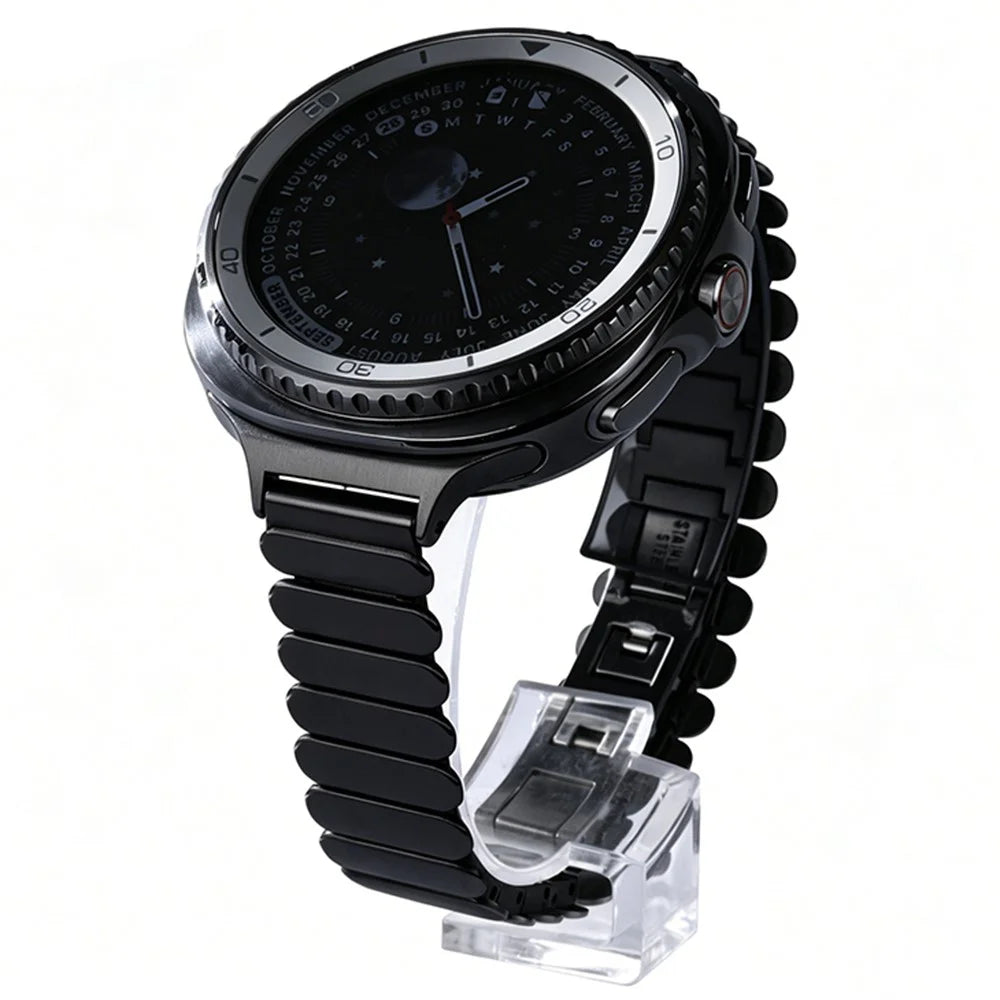 Oval Shape Link Watch Band for Samsung Galaxy Watch8 44mm / 40mm / Classic 46mm Stainless Steel Wrist Strap with Butterfly Clasp - Black - 2