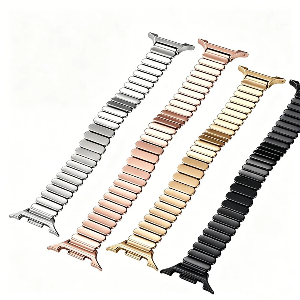 Oval Shape Link Watch Band for Samsung Galaxy Watch8 44mm / 40mm / Classic 46mm Stainless Steel Wrist Strap with Butterfly Clasp - Black - 3