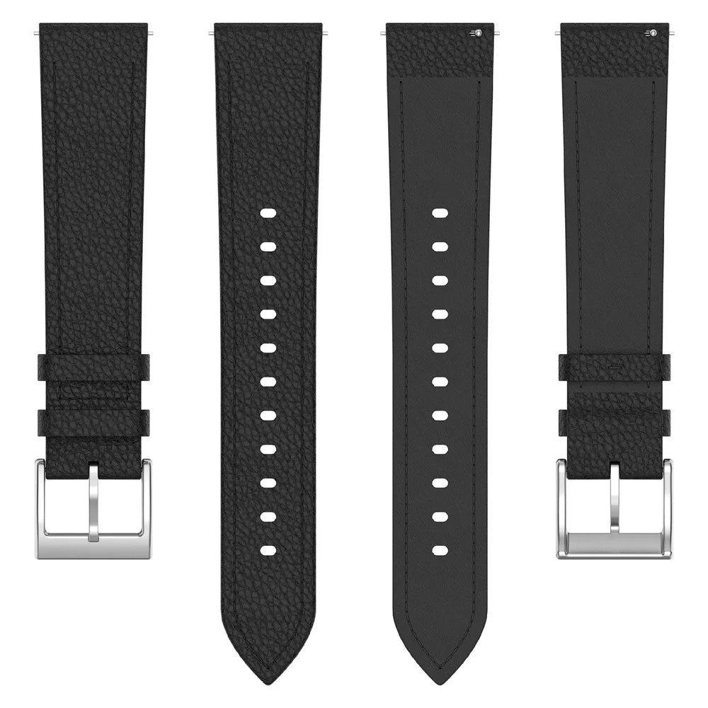 Watch Strap for Huawei Watch GT 6 46mm / Watch 5 46mm / Xiaomi Watch S4 / Garmin Forerunner 265 , 22mm Textured Genuine Cow Leather Quick Release Wirts Band - Black - 3
