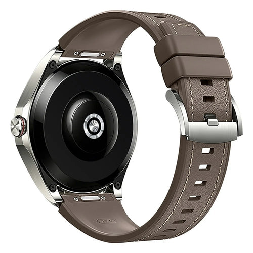 22mm Watch Strap for Huawei Watch GT 6 46mm / Watch 5 46mm / Xiaomi Watch S4 / Garmin Forerunner 265 , Leather + Silicone Quick Release Band - Amber Brown - 1