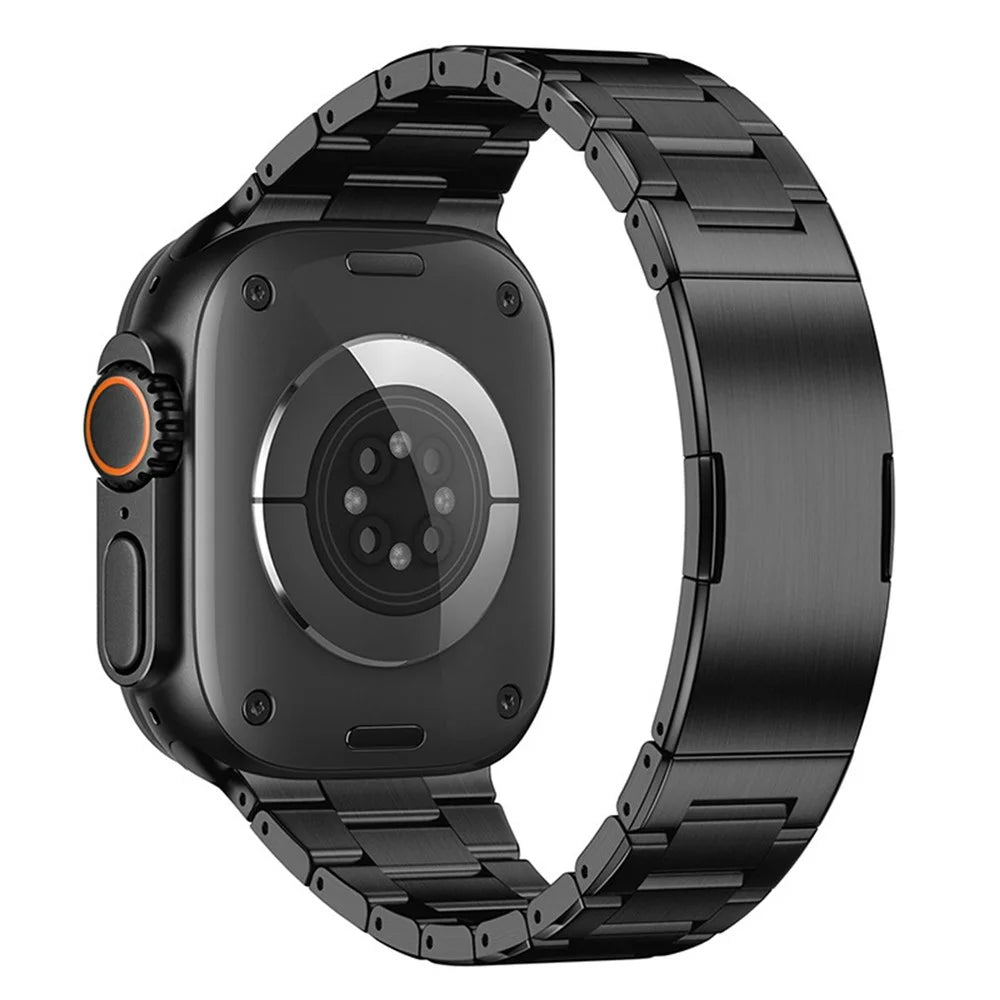 Watch Band for Apple Watch Ultra 3 2 1 49mm / Series 11 10 46mm / 9 8 7 45mm / SE3 SE2 SE 6 5 4 44mm / 3 2 1 42mm Titanium Alloy Metal Wristband - Black - 1
