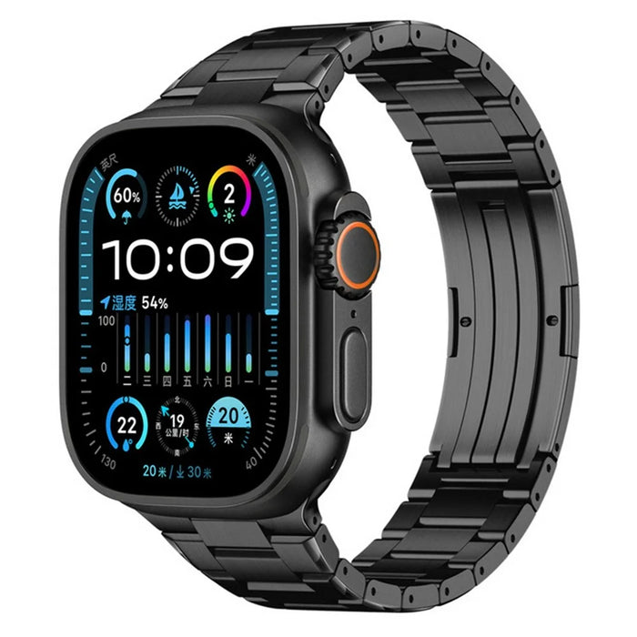 Watch Band for Apple Watch Ultra 3 2 1 49mm / Series 11 10 46mm / 9 8 7 45mm / SE3 SE2 SE 6 5 4 44mm / 3 2 1 42mm Titanium Alloy Metal Wristband - Black - 2