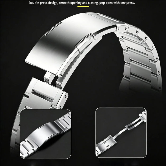 Watch Band for Apple Watch Ultra 3 2 1 49mm / Series 11 10 46mm / 9 8 7 45mm / SE3 SE2 SE 6 5 4 44mm / 3 2 1 42mm Titanium Alloy Metal Wristband - Black - 3