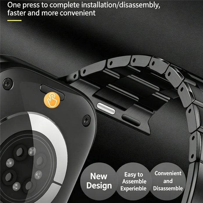 Watch Band for Apple Watch Ultra 3 2 1 49mm / Series 11 10 46mm / 9 8 7 45mm / SE3 SE2 SE 6 5 4 44mm / 3 2 1 42mm Titanium Alloy Metal Wristband - Black - 4