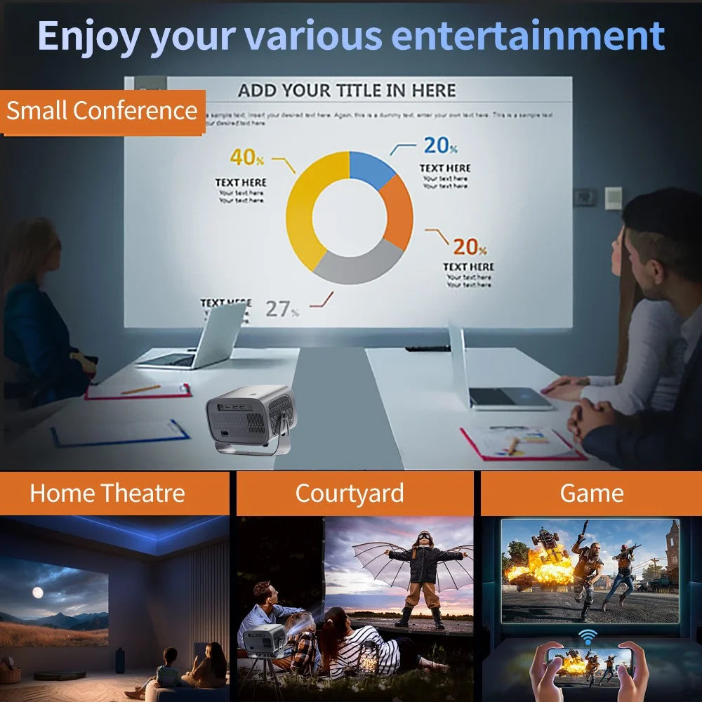 A10 PLUS Portable Smart Projector 720P Native 4K Decoding Android 11 WiFi 200 ANSI Lumens Home Theater - Black  /  EU Plug - 7
