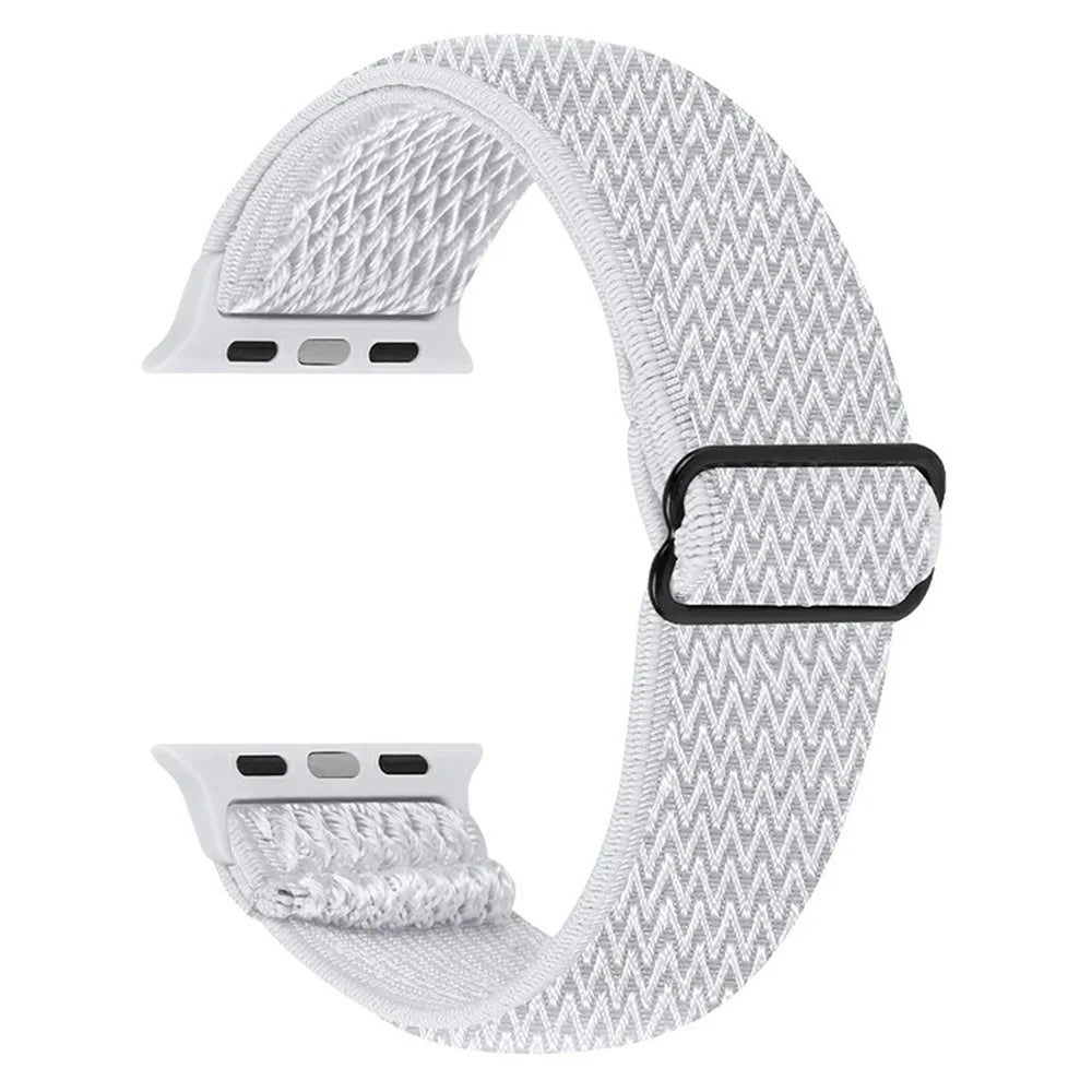 Braided Nylon Adjustable Watch Band Replacement Bracelet Strap for Apple Watch Ultra 49mm / Series 8 45mm / 7 45mm / 1 / 2 / 3 42mm 4 / 5 / 6 / SE / SE (2022) 44mm - White - 1