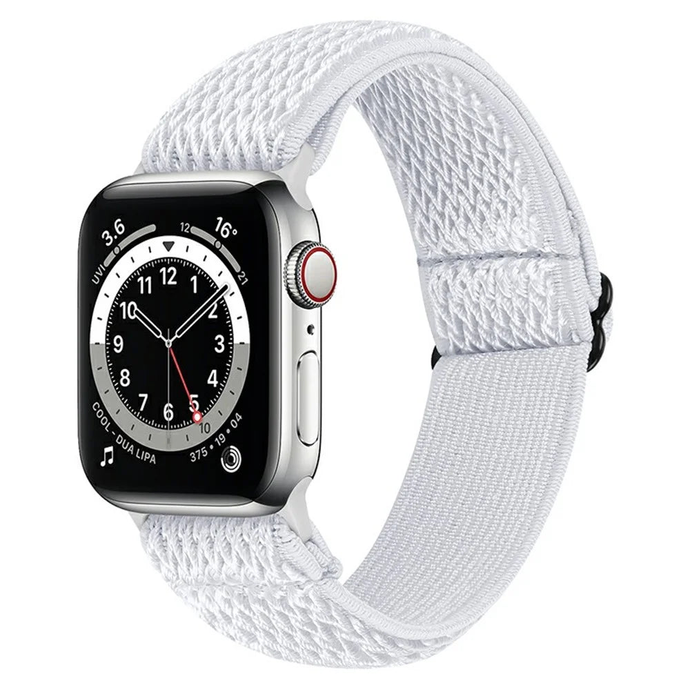 Braided Nylon Adjustable Watch Band Replacement Bracelet Strap for Apple Watch Ultra 49mm / Series 8 45mm / 7 45mm / 1 / 2 / 3 42mm 4 / 5 / 6 / SE / SE (2022) 44mm - White - 2