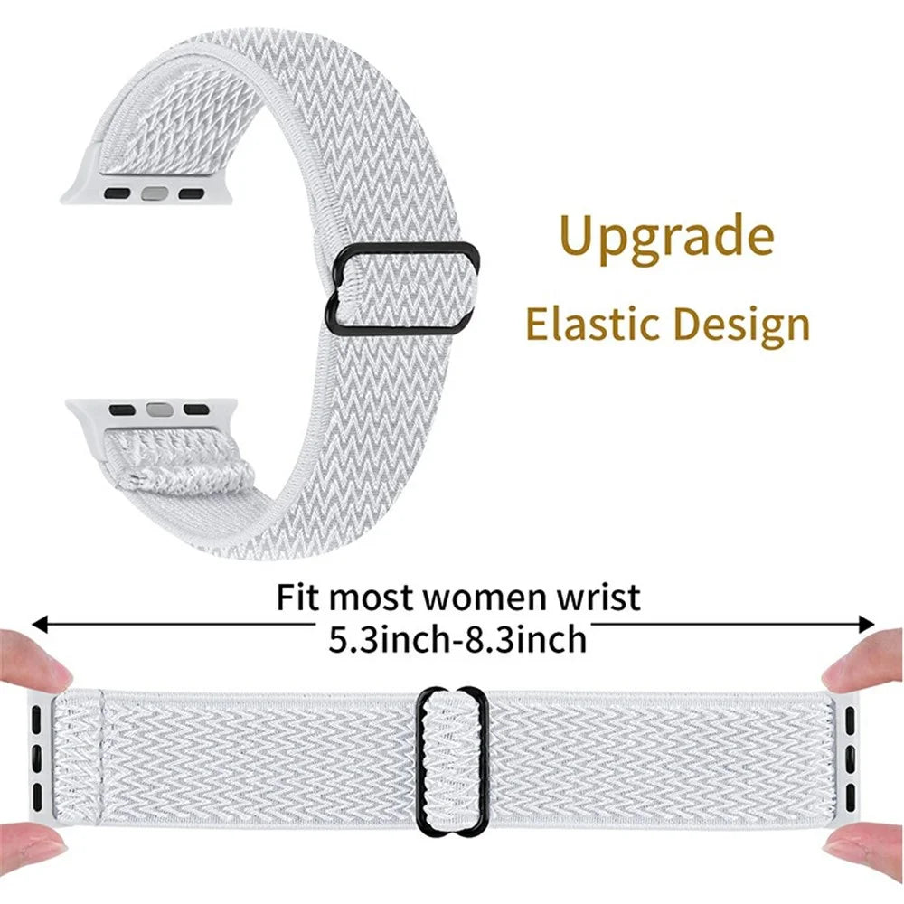 Braided Nylon Adjustable Watch Band Replacement Bracelet Strap for Apple Watch Ultra 49mm / Series 8 45mm / 7 45mm / 1 / 2 / 3 42mm 4 / 5 / 6 / SE / SE (2022) 44mm - White - 4