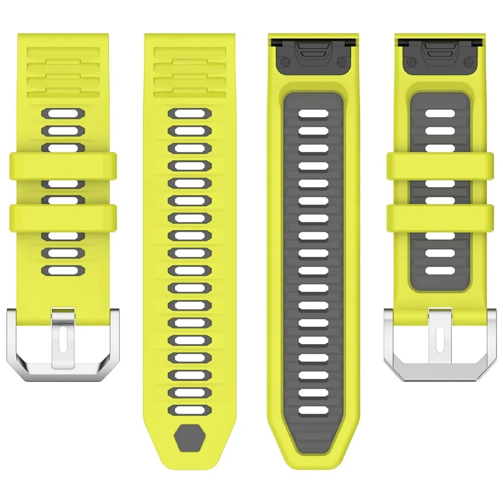 For Huami Amazfit T-Rex Ultra 2 Silicone Band Dual Color Sports Watch Strap - Lime+Grey - 5