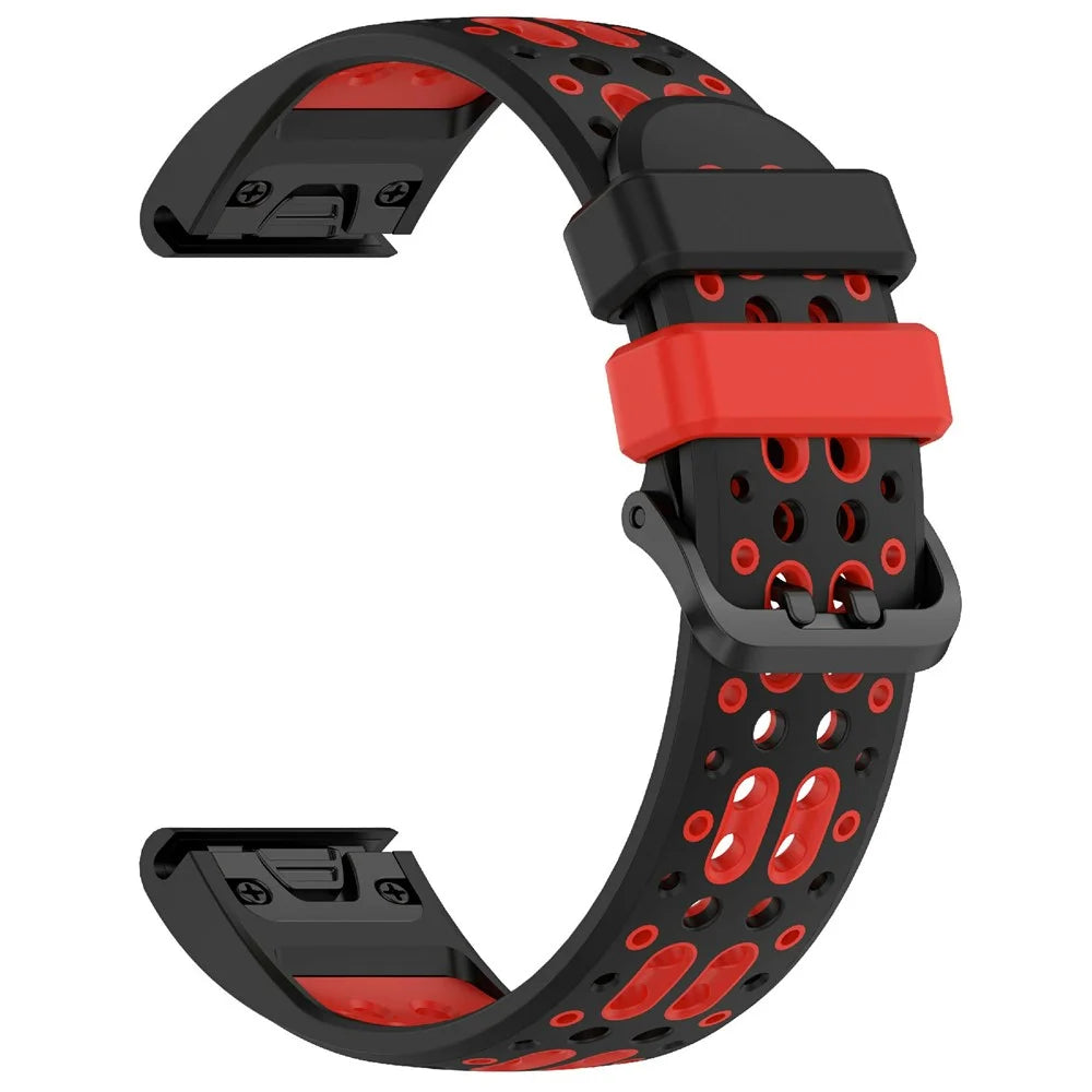 For Huami Amazfit T-Rex Ultra 2 Watch Strap Dual Color Silicone Band Breathable Sport Wristband - Black+Red - 1