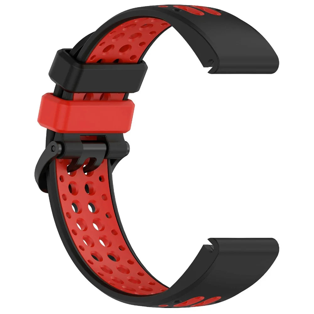 For Huami Amazfit T-Rex Ultra 2 Watch Strap Dual Color Silicone Band Breathable Sport Wristband - Black+Red - 2