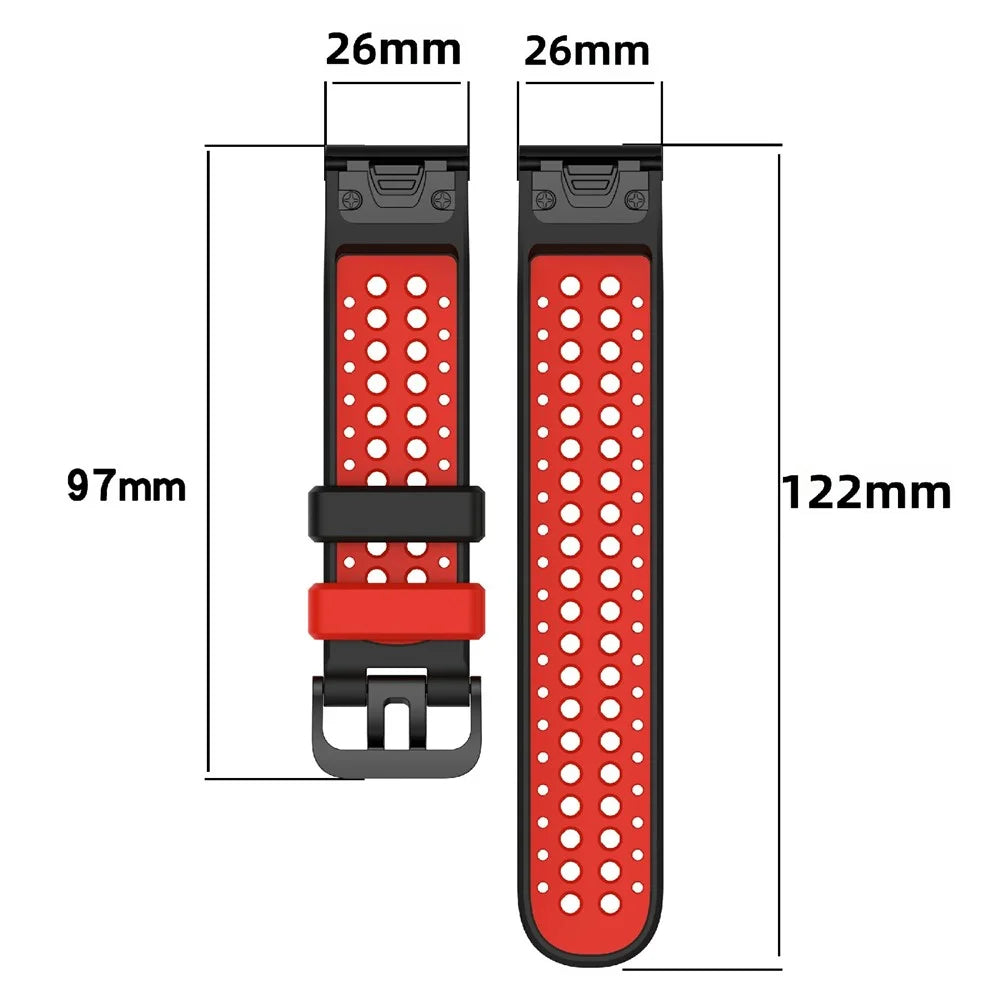For Huami Amazfit T-Rex Ultra 2 Watch Strap Dual Color Silicone Band Breathable Sport Wristband - Black+Red - 5