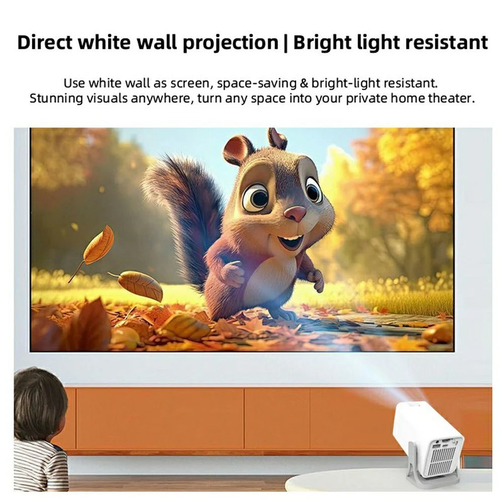 P40 Smart Projector Native 720P HD Portable Mini Projector 5G WiFi Wireless Screen Mirroring Home Theater - White  /  EU Plug - 4