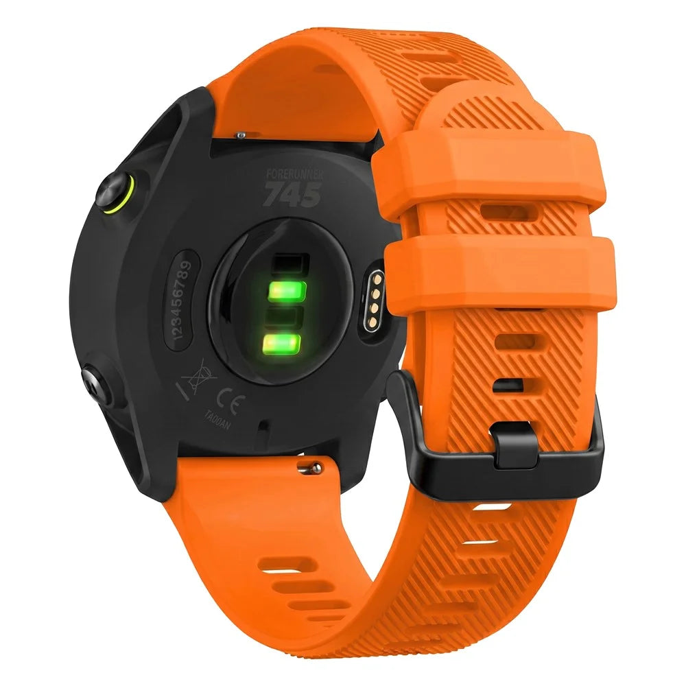 22mm Silicone Strap for Garmin Forerunner 745 / Huawei Watch GT Runner 2 / Samsung Galaxy Watch3 45mm Diagonal Textured Sports Band Replacement - Orange - 1