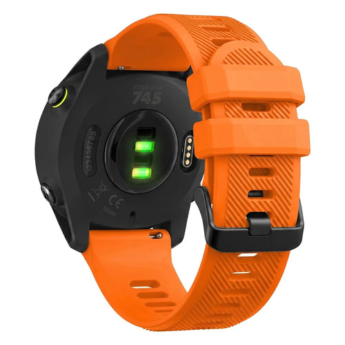 22mm Silicone Strap for Garmin Forerunner 745 / Huawei Watch GT Runner 2 / Samsung Galaxy Watch3 45mm Diagonal Textured Sports Band Replacement - Orange - 1